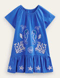 Jerseykleid mit lockerer Taille-Karibikblau