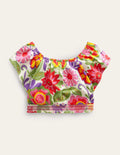 Top court col carré-Motif Festival Floral multi