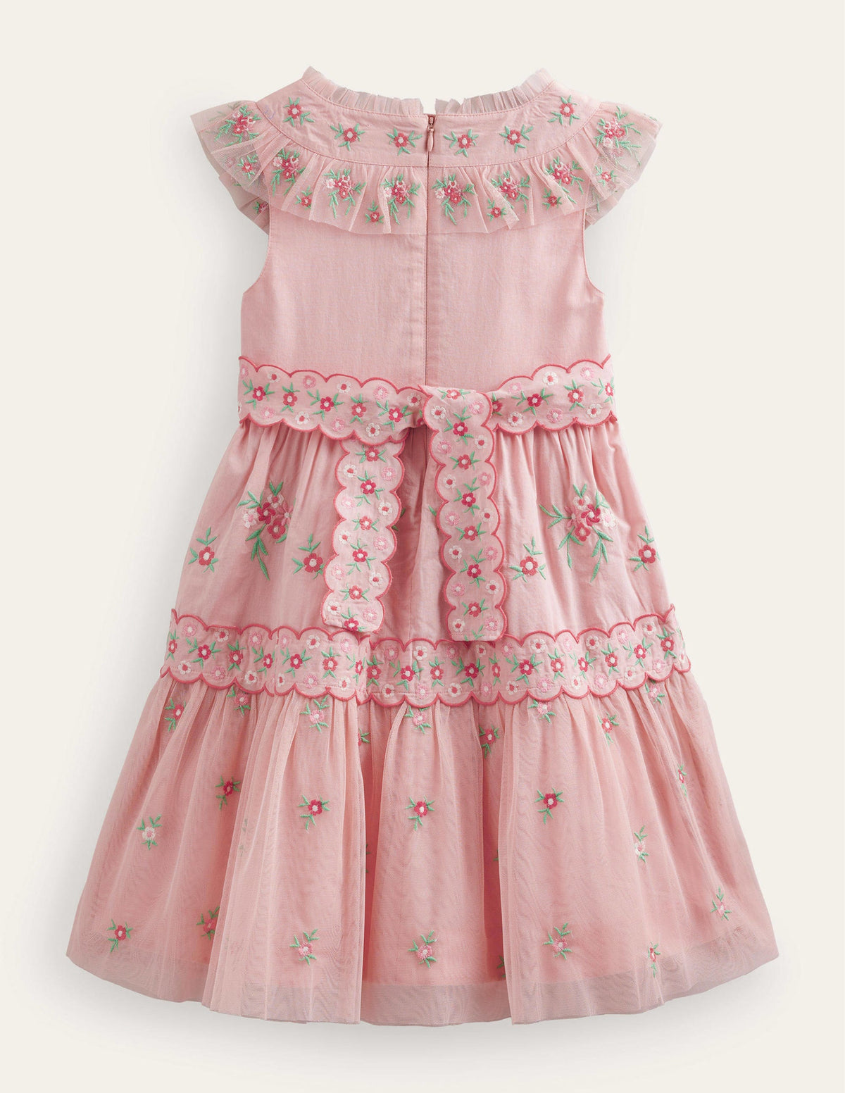 Tüllkleid mit besticktem Blumenmuster-Altrosa - Image 2