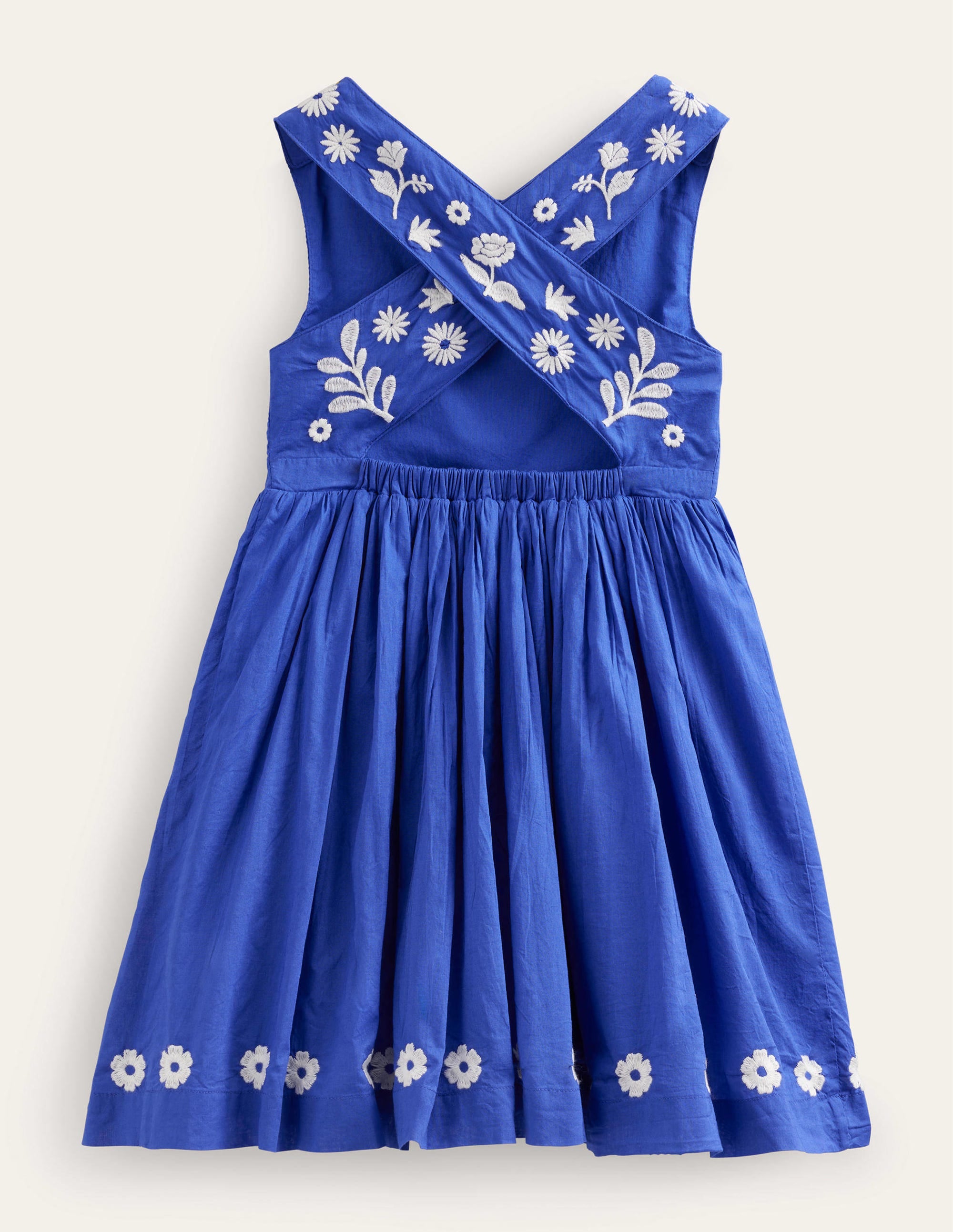Besticktes Kleid mit überkreuzten Trägern-Stahlblau - Image 2