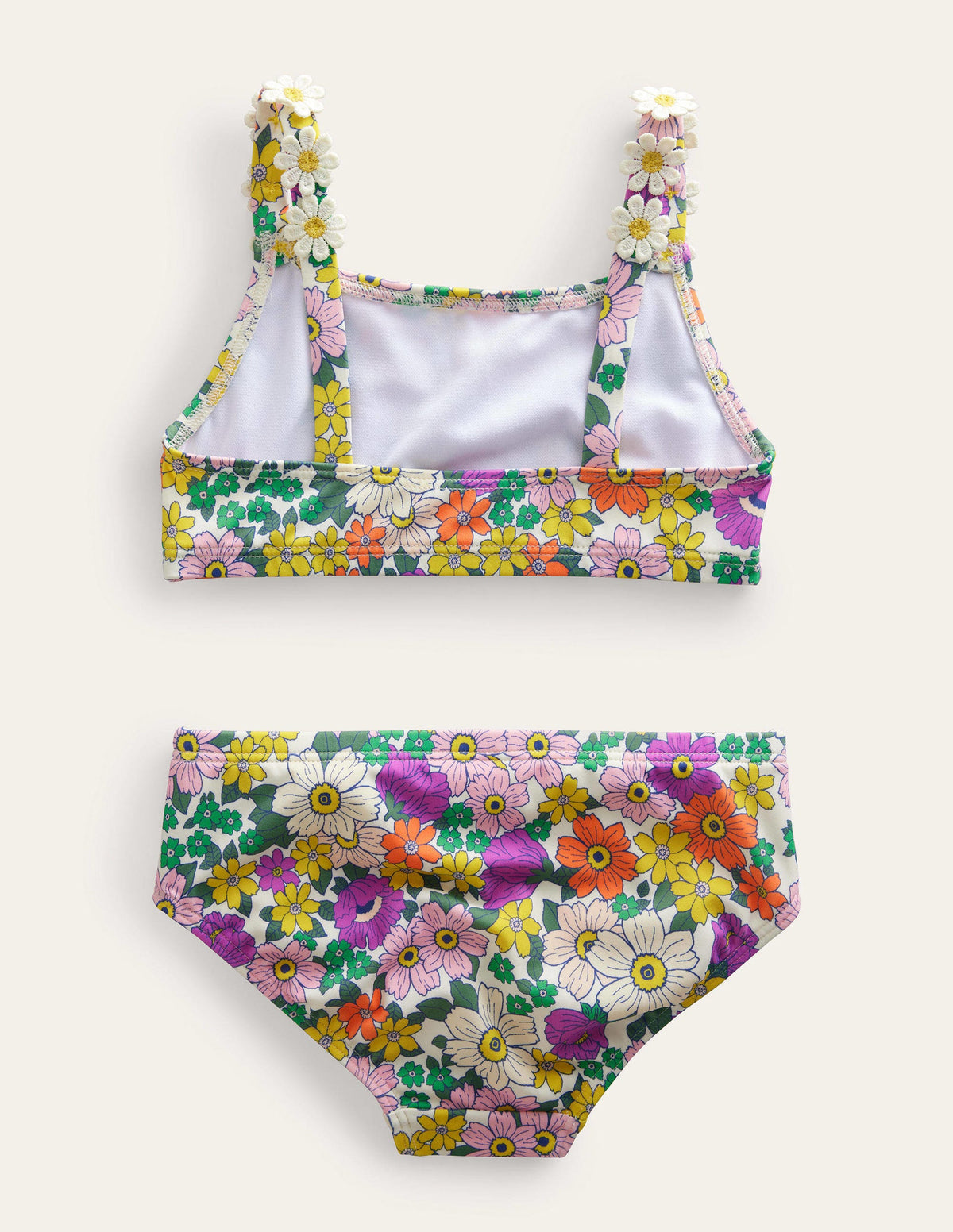 Bikini à bretelles marguerites-Ivoire et motif floral orchidée éclatante - Image 2