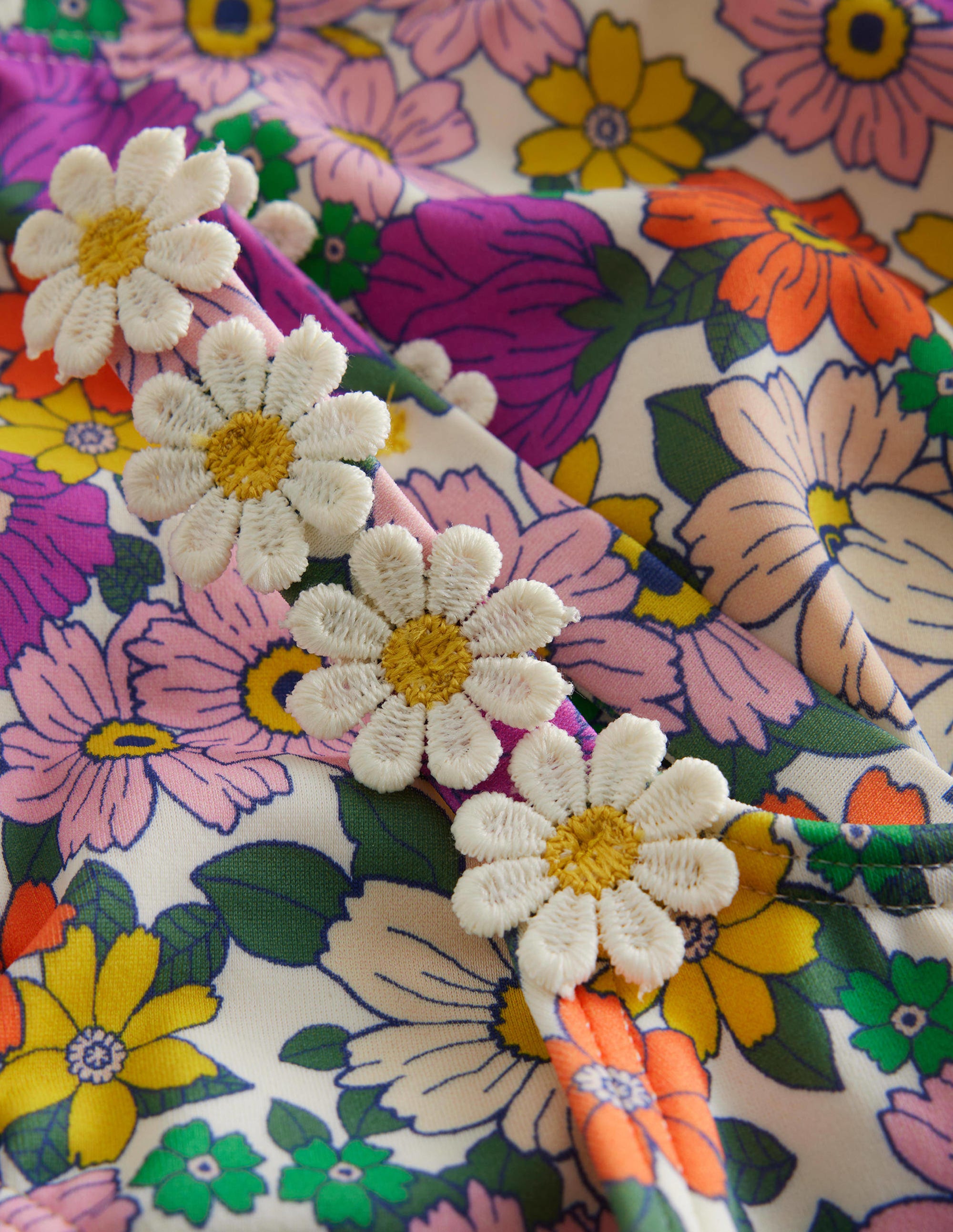 Bikini à bretelles marguerites-Ivoire et motif floral orchidée éclatante - Image 3