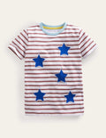 Wendbares T-Shirt mit Applikation-Rot/Naturweiß, Sterne