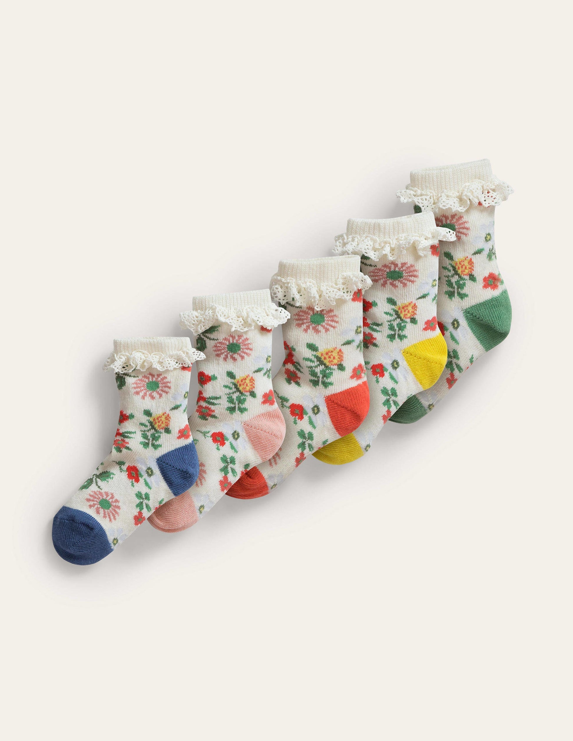 Frilly Socks 5 Pack-Multi Floral-1