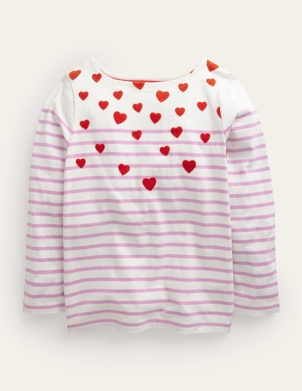 Lustiges Bretonshirt-Rosa/Naturweiß Herzen - Image 1