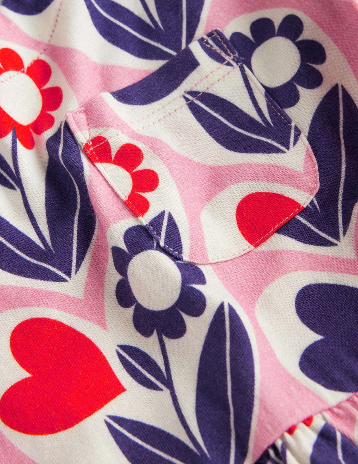 Fröhliches Jerseykleid mit langen Ärmeln-Hellrosa, Blumen-Herzen-3