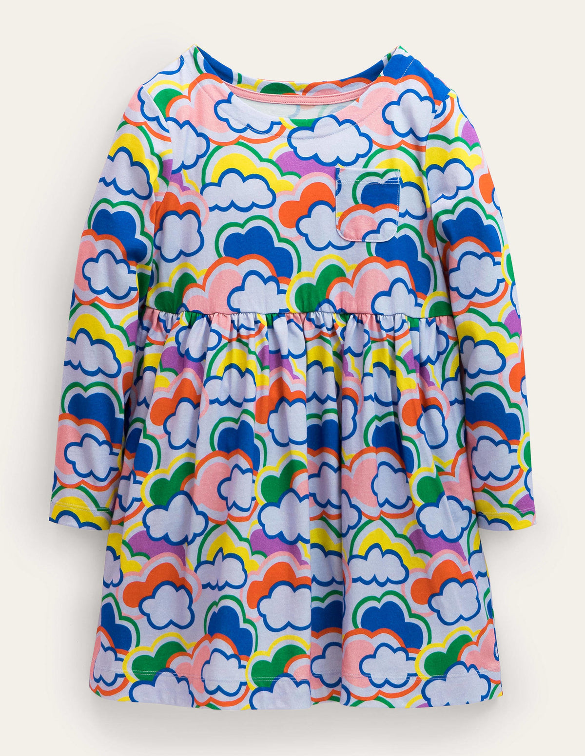 Fröhliches Jerseykleid mit langen Ärmeln-Blau/Bunt, Regenbögen - Image 1