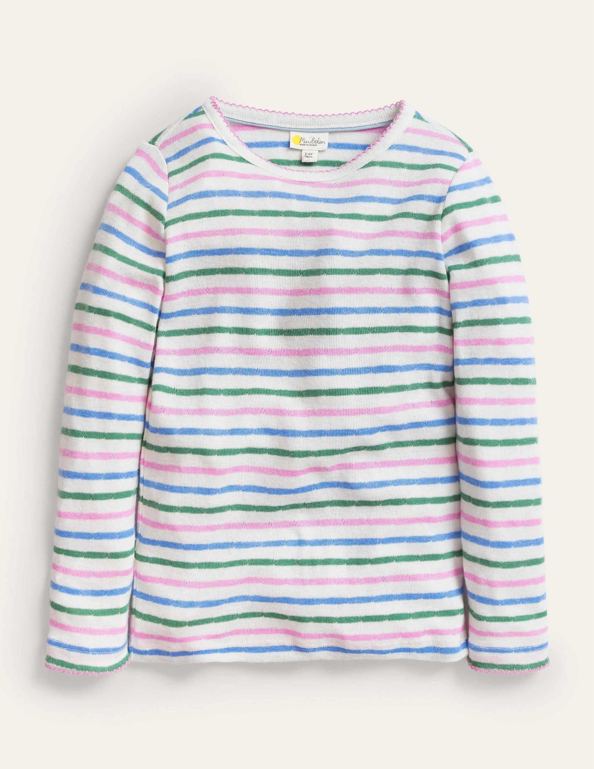 Supersoft Pointelle T-shirt-Boto Pink/Blue-1