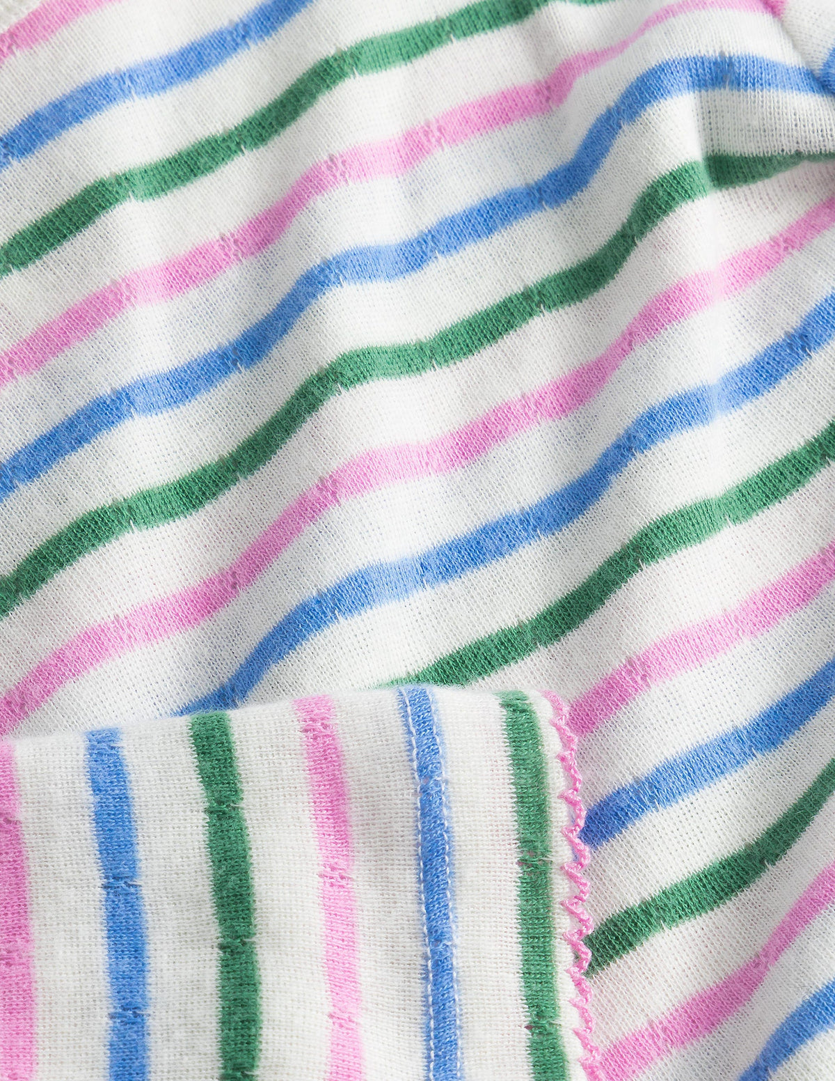 Supersoft Pointelle T-shirt-Boto Pink/Blue - Image 3