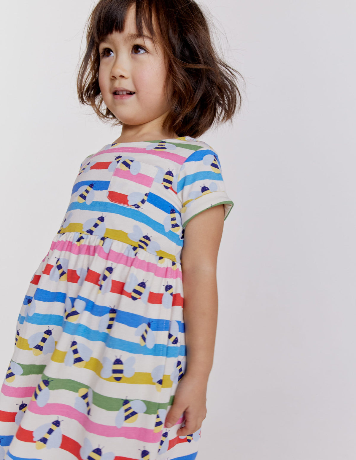 Fröhliches Jerseykleid-Bunt, Gestreift/Bienen - Image 6