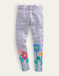 Legging fun-Fleurs gousse de vanille/bleu marine