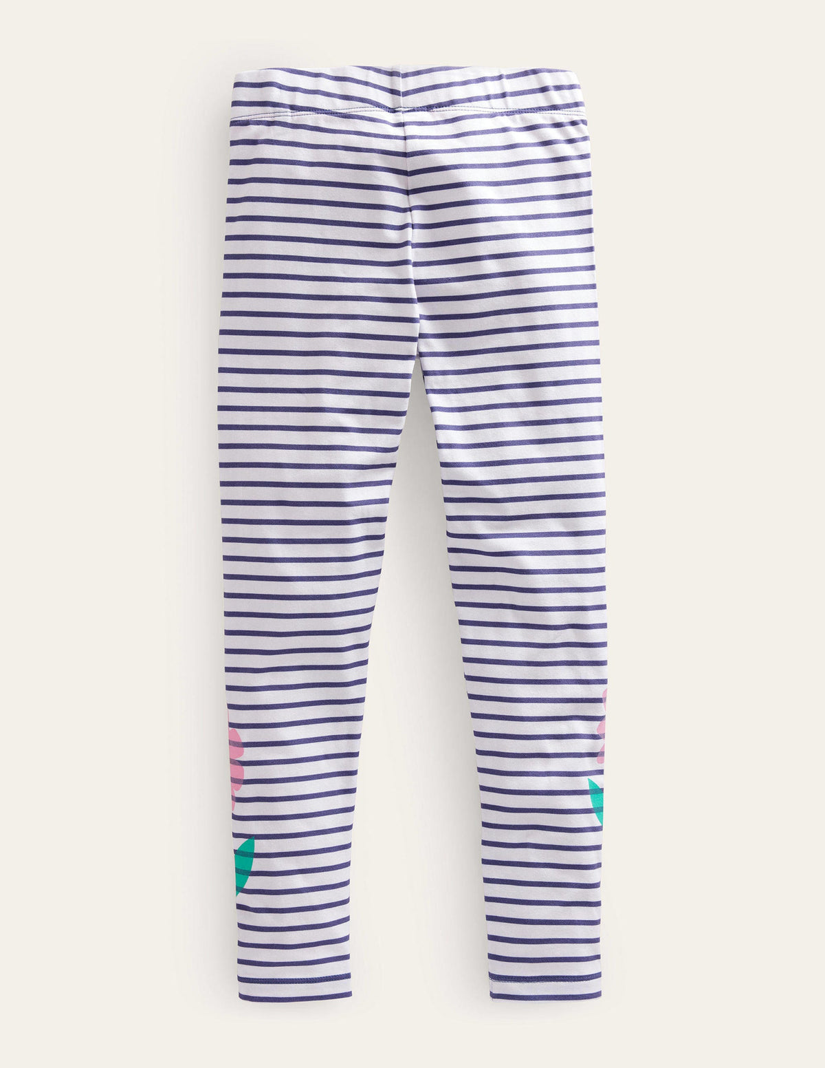 Legging fun-Fleurs gousse de vanille/bleu marine-2