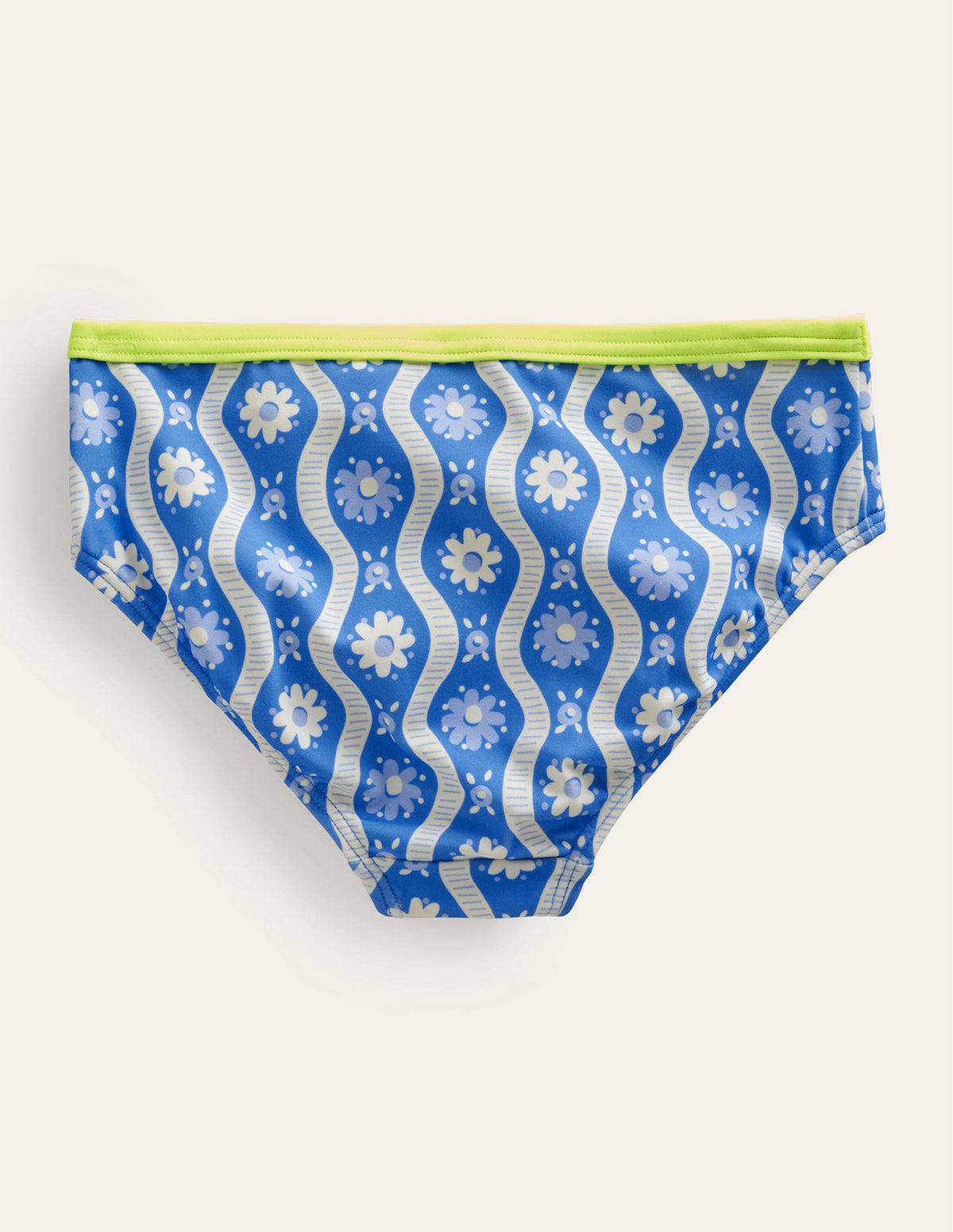 Gemusterte Bikinihose-Penzance-Blau, Gänseblümchen/Wellen - Image 2