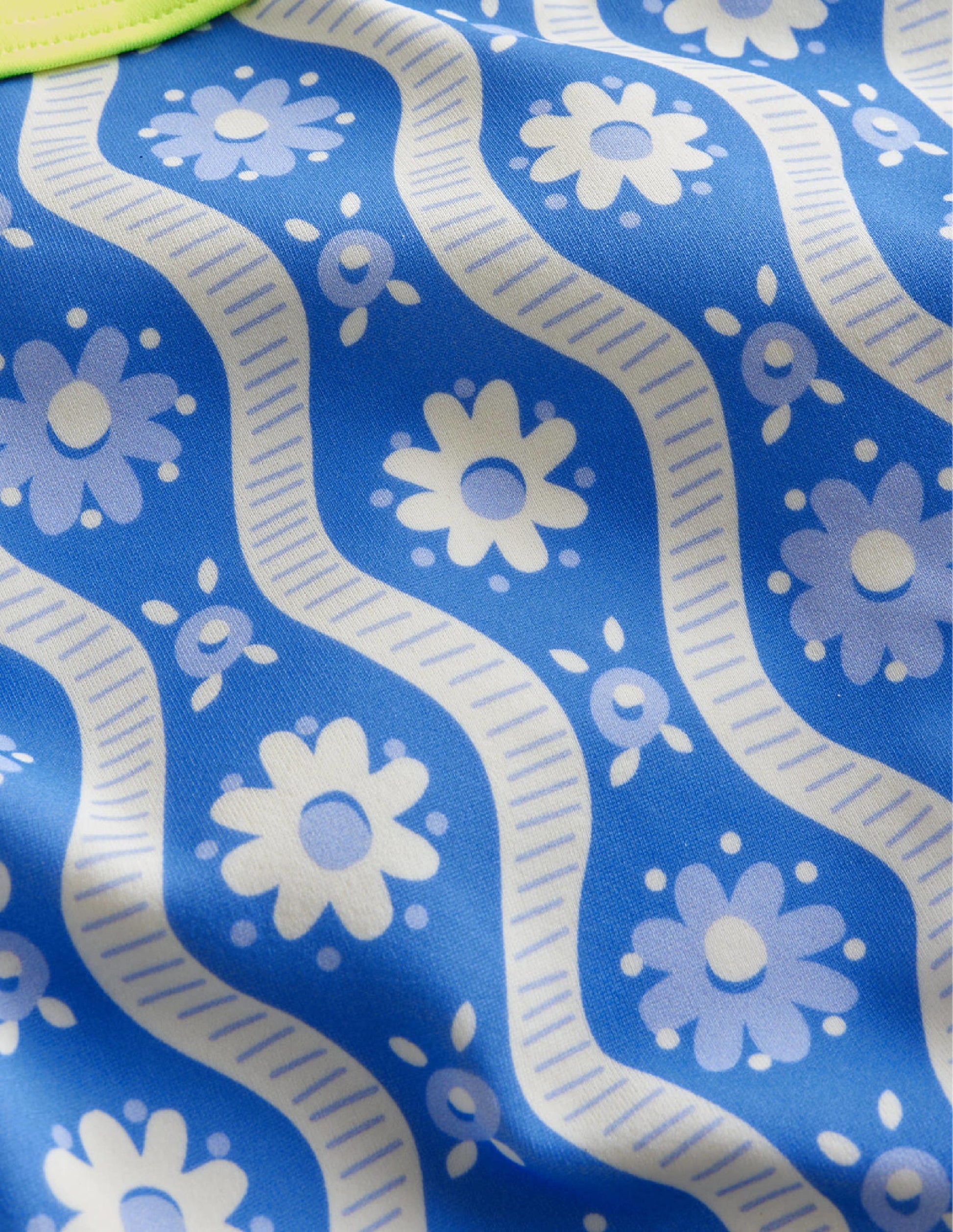 Gemusterte Bikinihose-Penzance-Blau, Gänseblümchen/Wellen-3