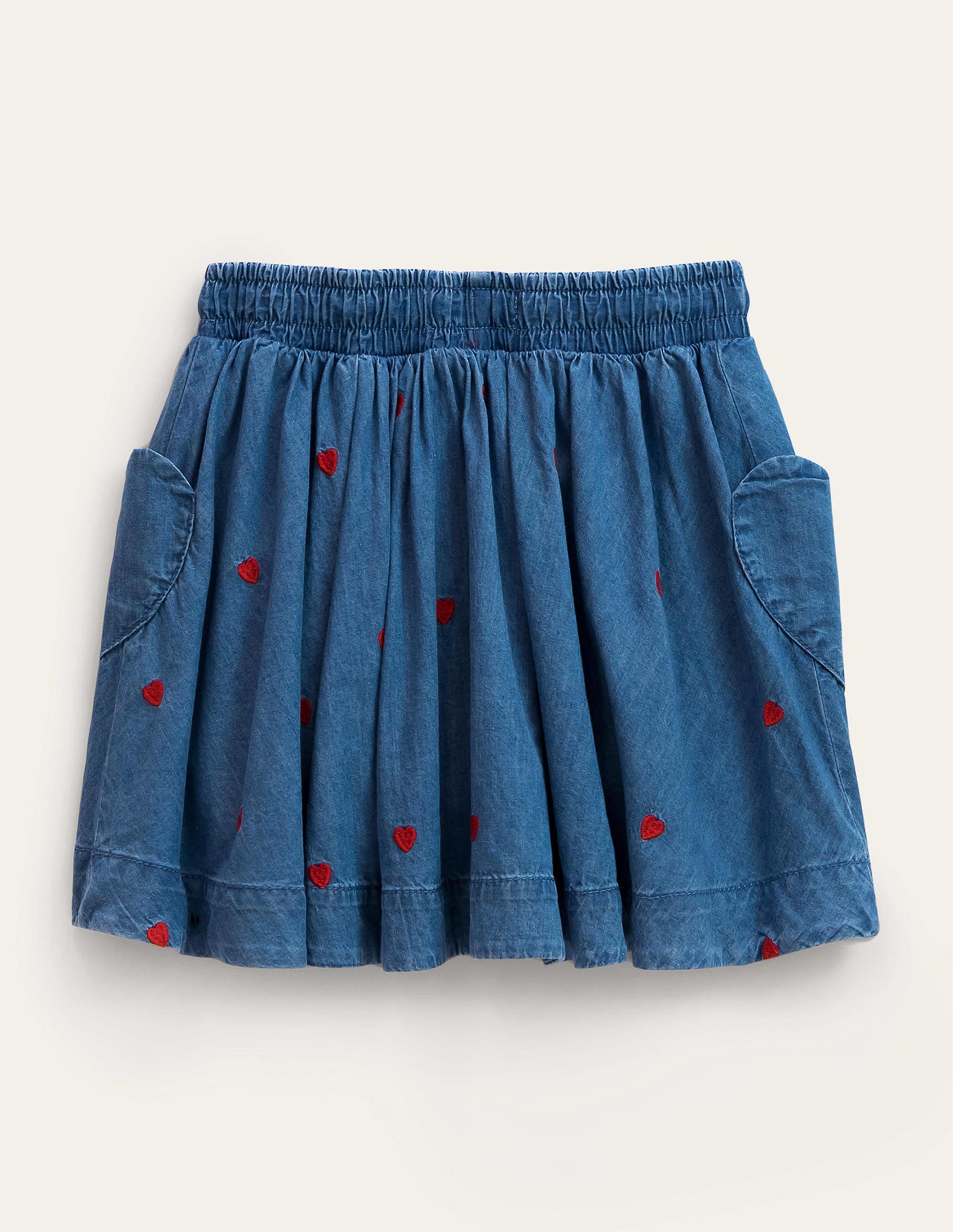 Ausgestellter Webrock-Mittleres Vintageblau/Denim, Herzen - Image 2