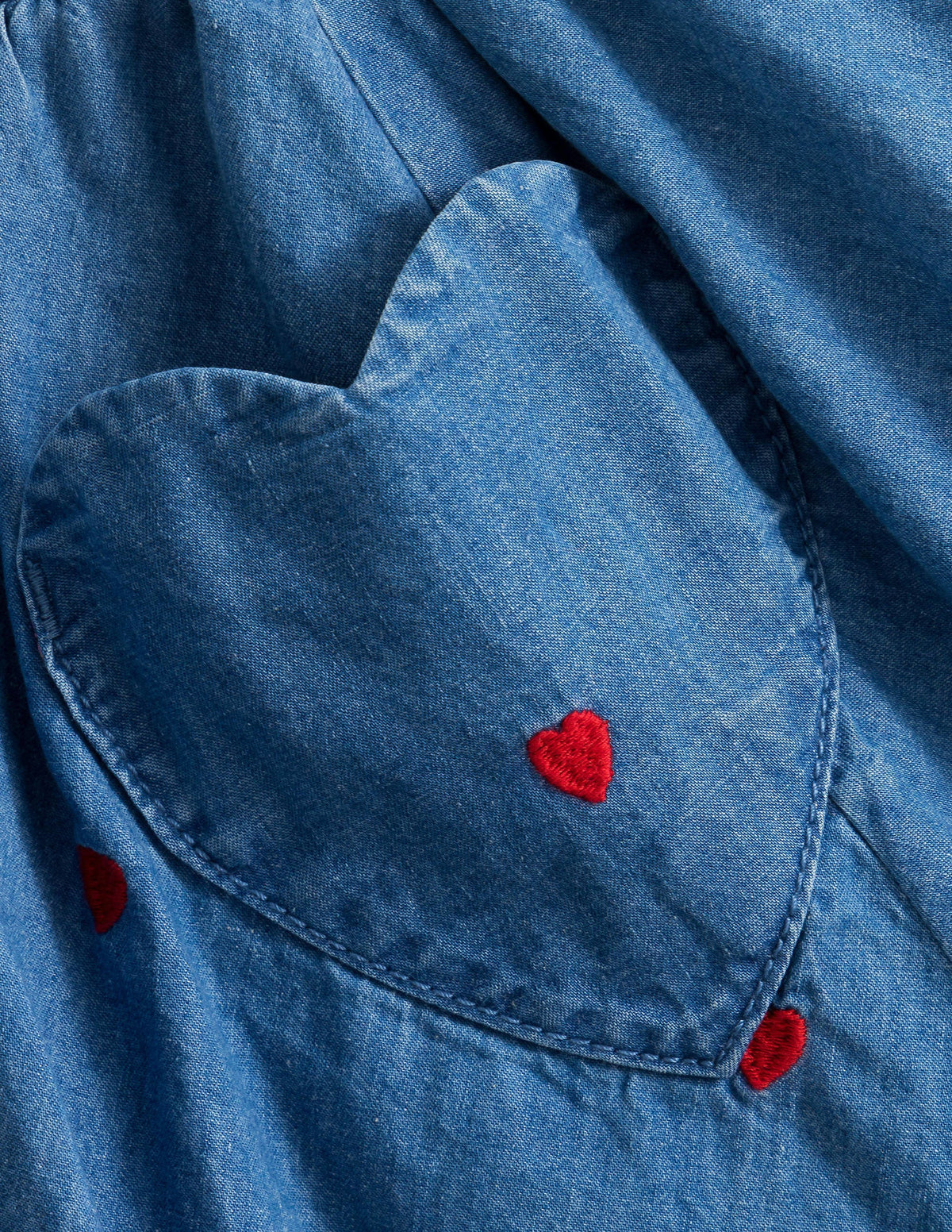 Ausgestellter Webrock-Mittleres Vintageblau/Denim, Herzen-3