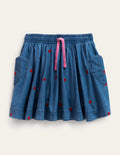 Ausgestellter Webrock-Mittleres Vintageblau/Denim, Herzen