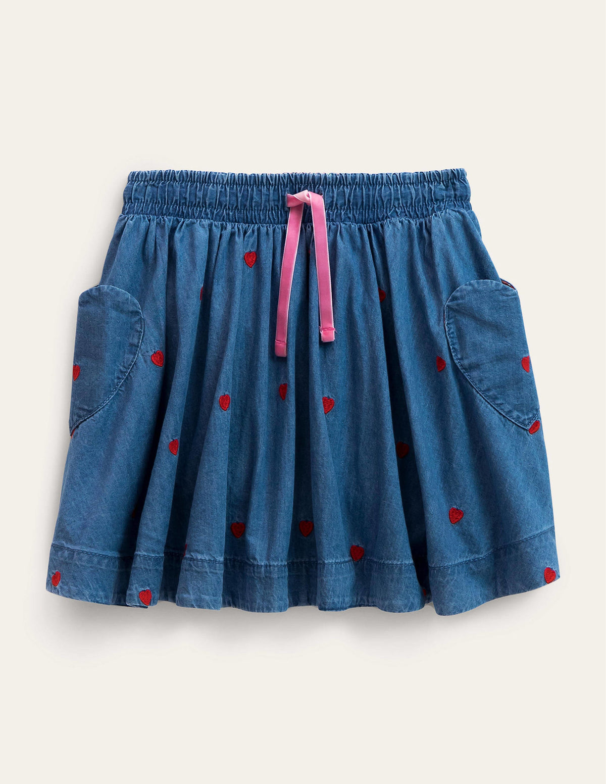 Ausgestellter Webrock-Mittleres Vintageblau/Denim, Herzen - Image 1
