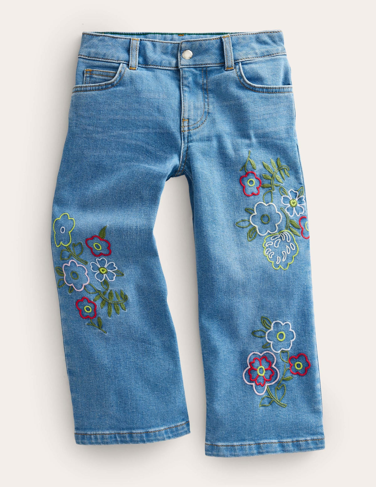 Jean droit évasé-Broderie vintage clair - Image 1