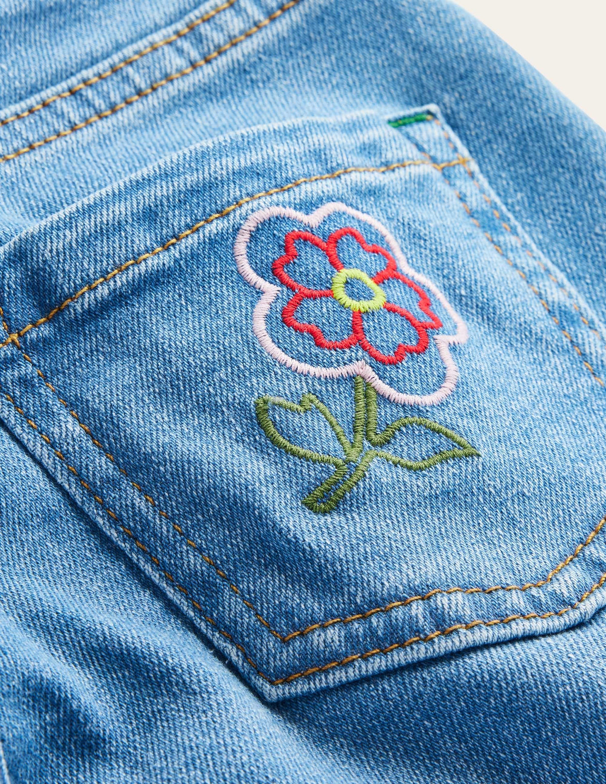 Jean droit évasé-Broderie vintage clair - Image 3