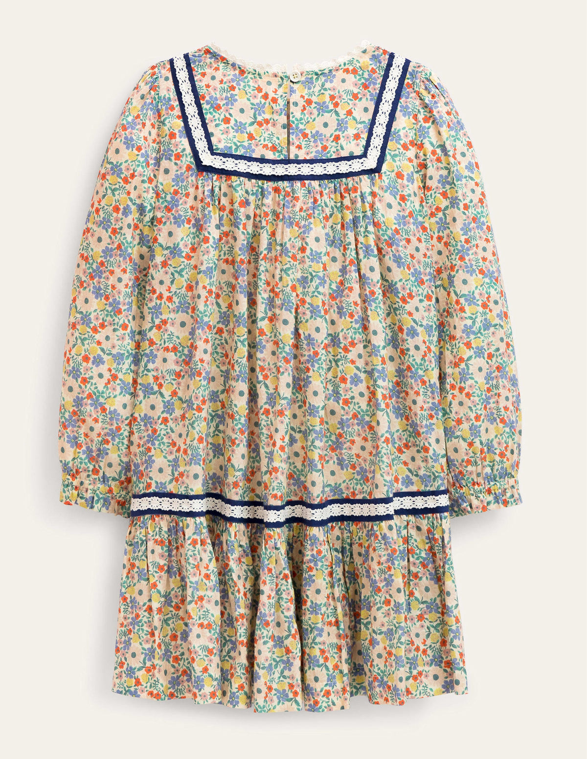 Robe tissée avec détails en dentelle-Motif floral gousse de vanille - Image 2