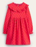 Jerseykleid mit Spitzenpasse-Erdbeerkuchenrot, Kleine Herzen