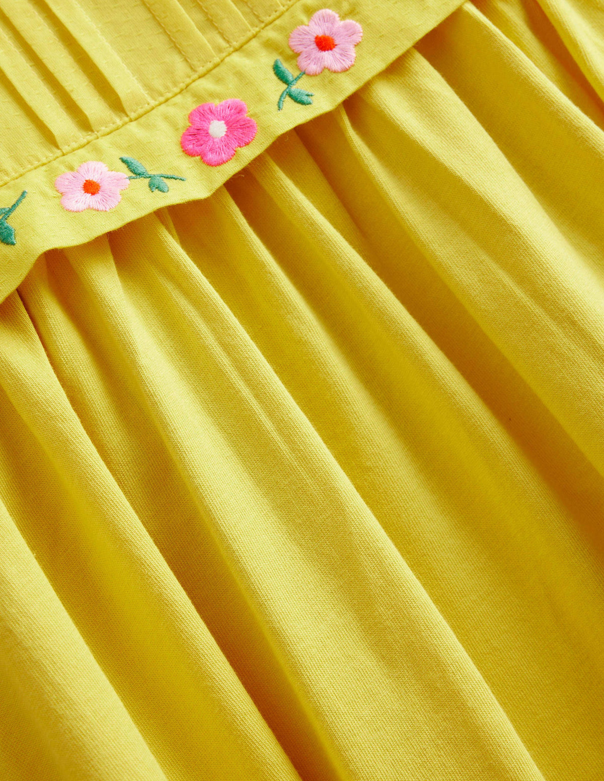 Embroidered Jersey Dress-Sweetcorn Yellow - Image 3
