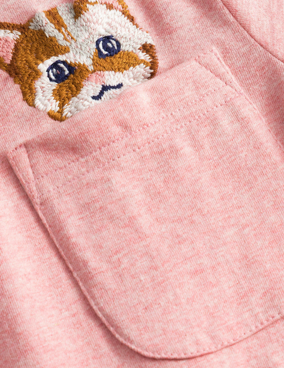 T-shirt avec poche à motif-Chat rose pêche - Image 3