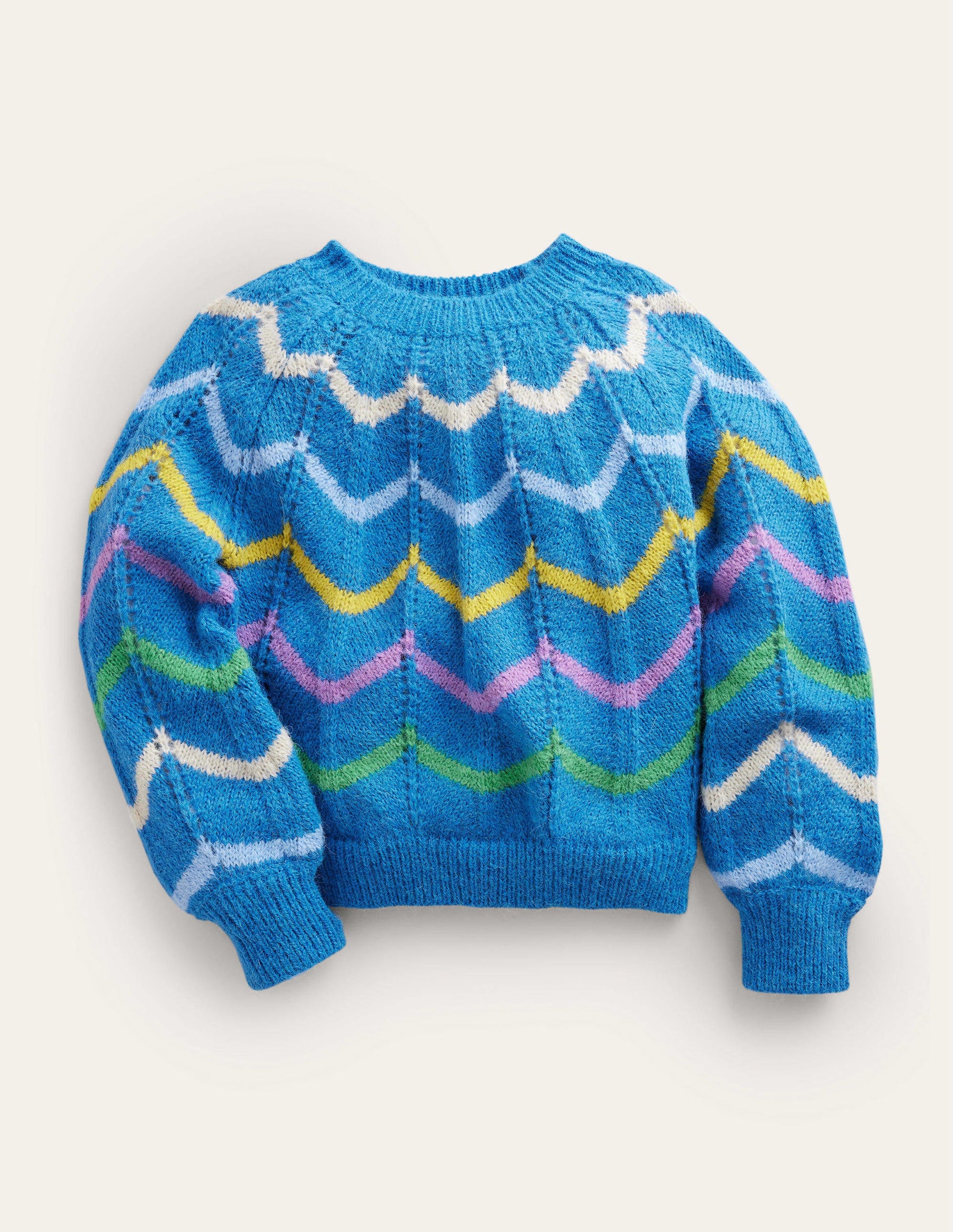 Fröhlicher Pullover-Blau, Muschelstreifen-1