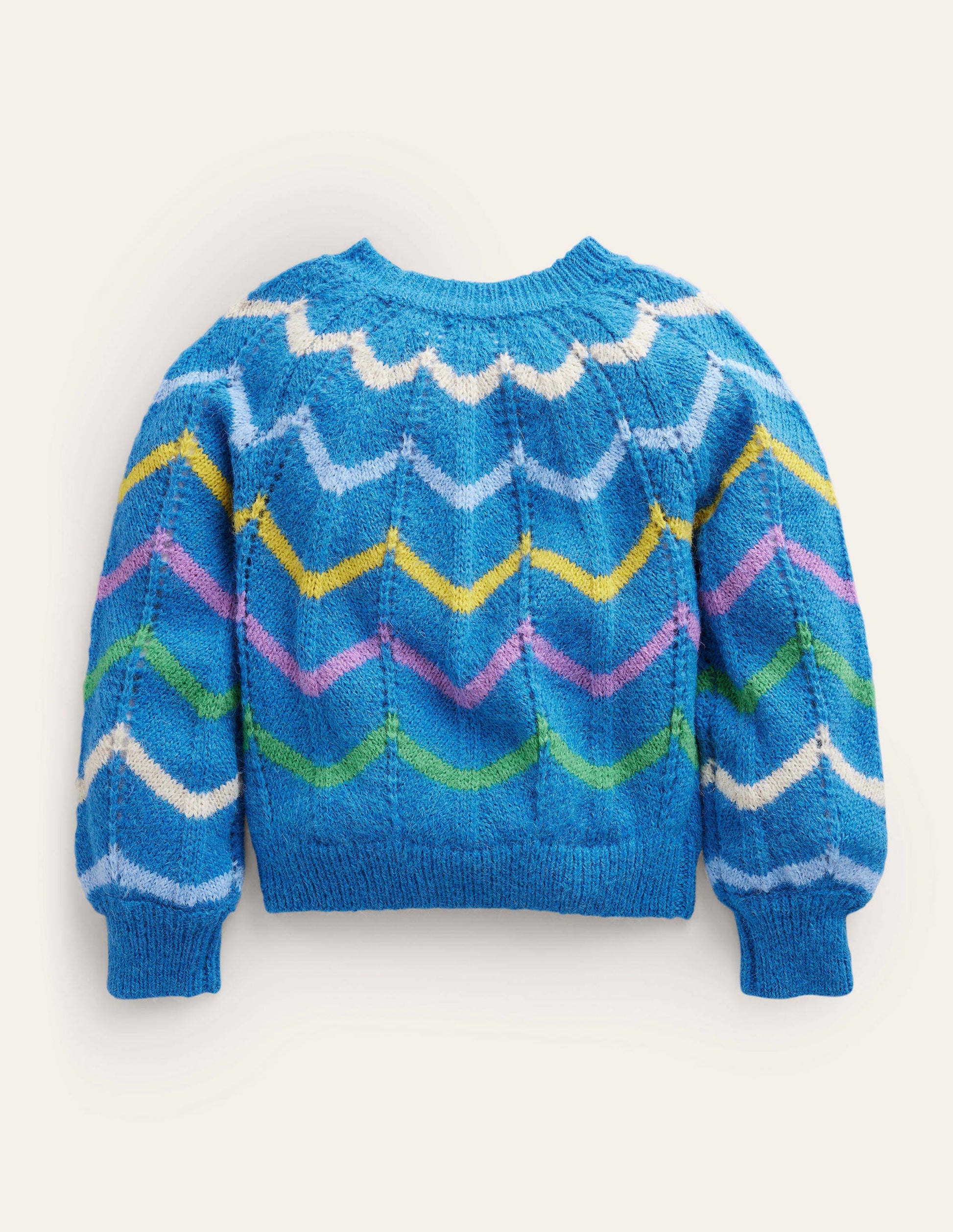 Fröhlicher Pullover-Blau, Muschelstreifen-2