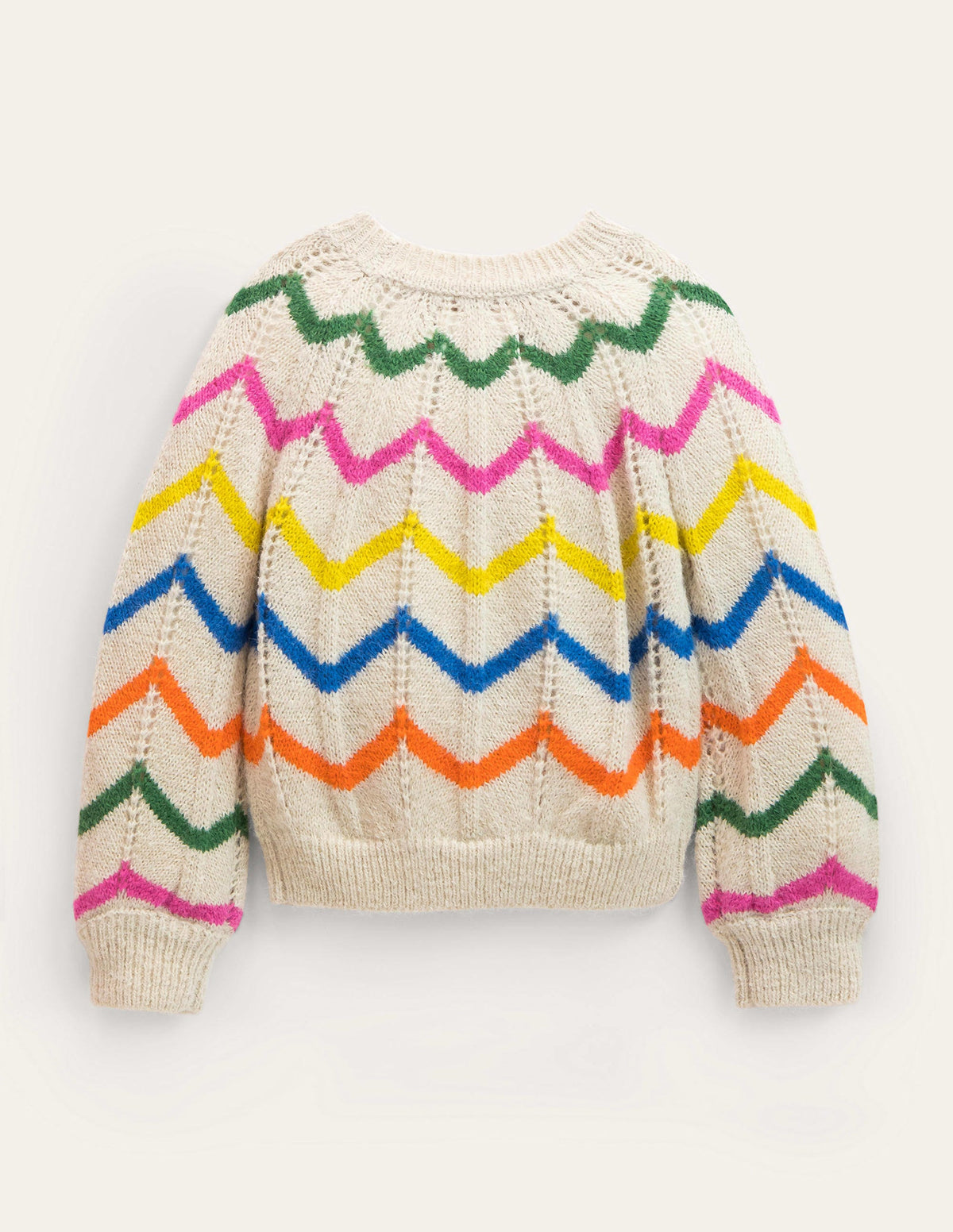 Pull fun-Rayé festonné écru chiné-2