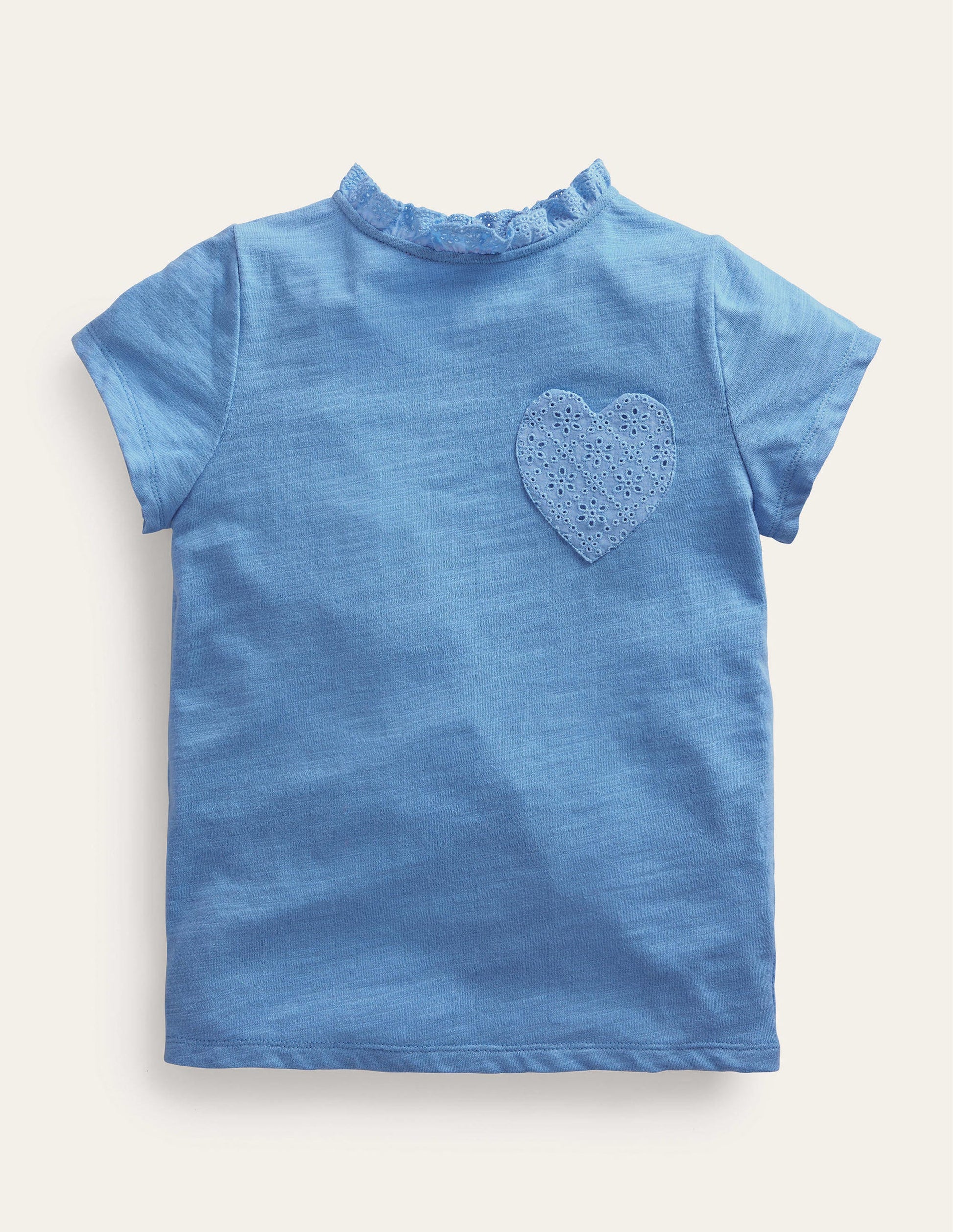 T-Shirt mit Lochstickereitasche-Himmelblau-1