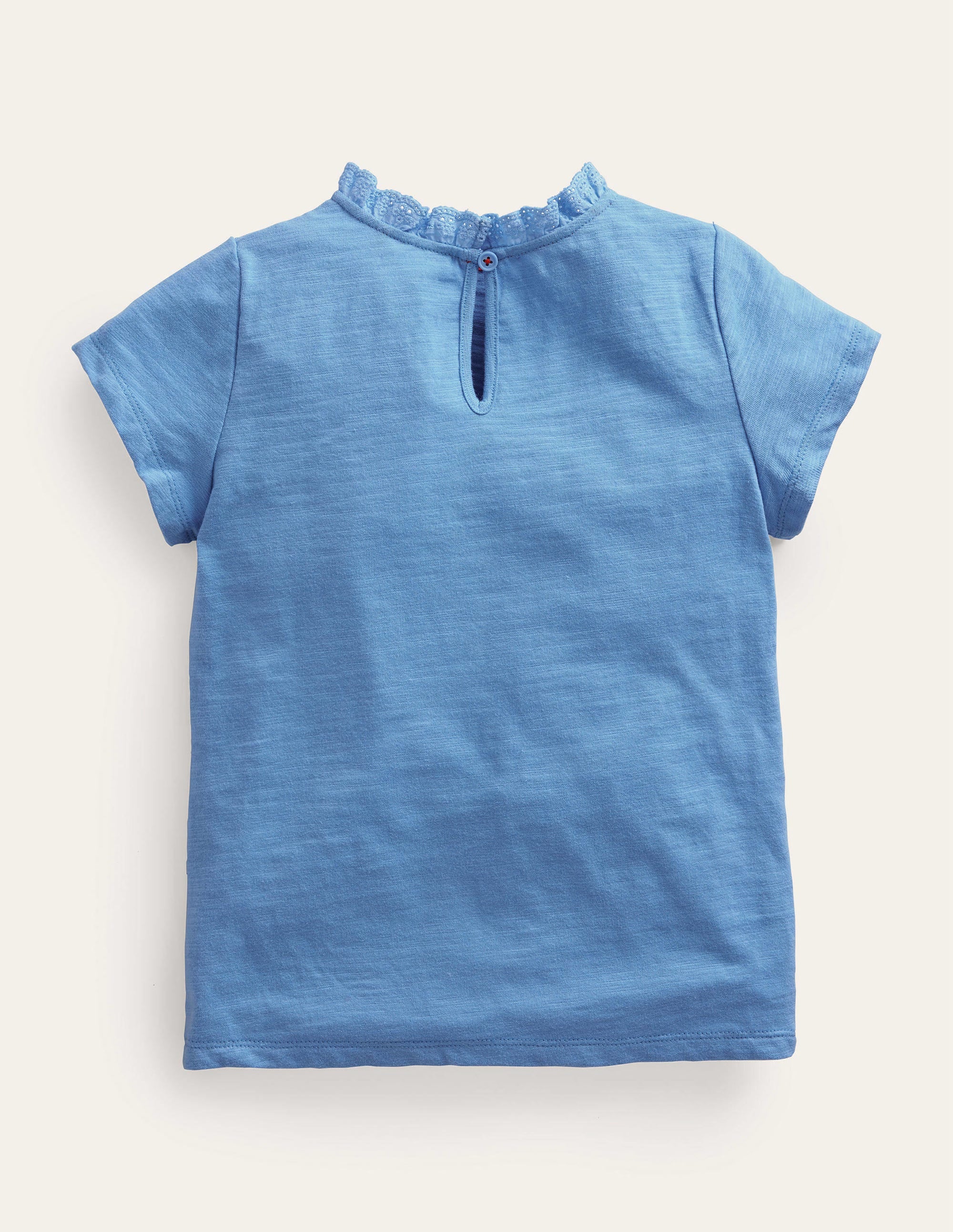 T-Shirt mit Lochstickereitasche-Himmelblau - Image 2