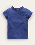 T-Shirt mit Lochstickereitasche-Segelblau