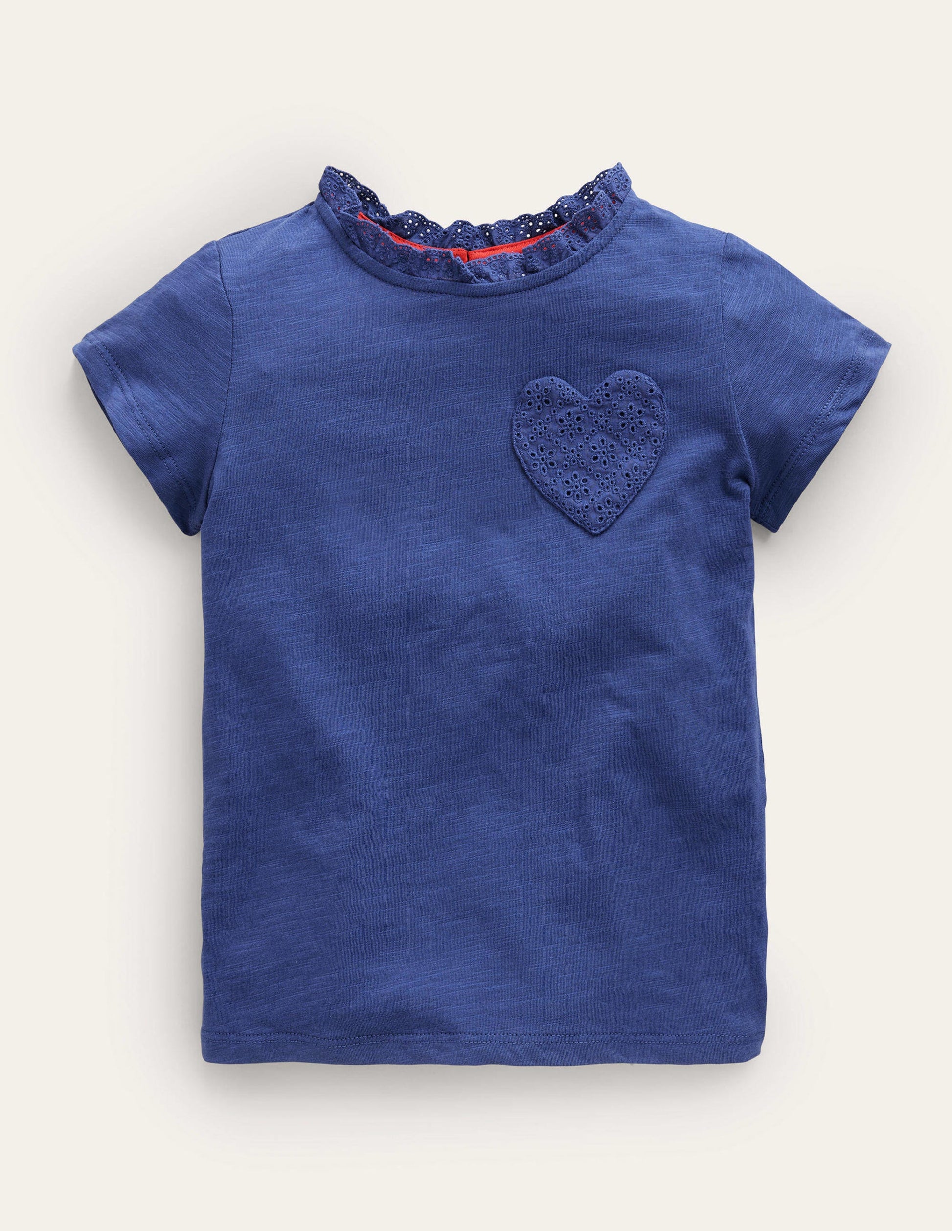 T-Shirt mit Lochstickereitasche-Segelblau-1