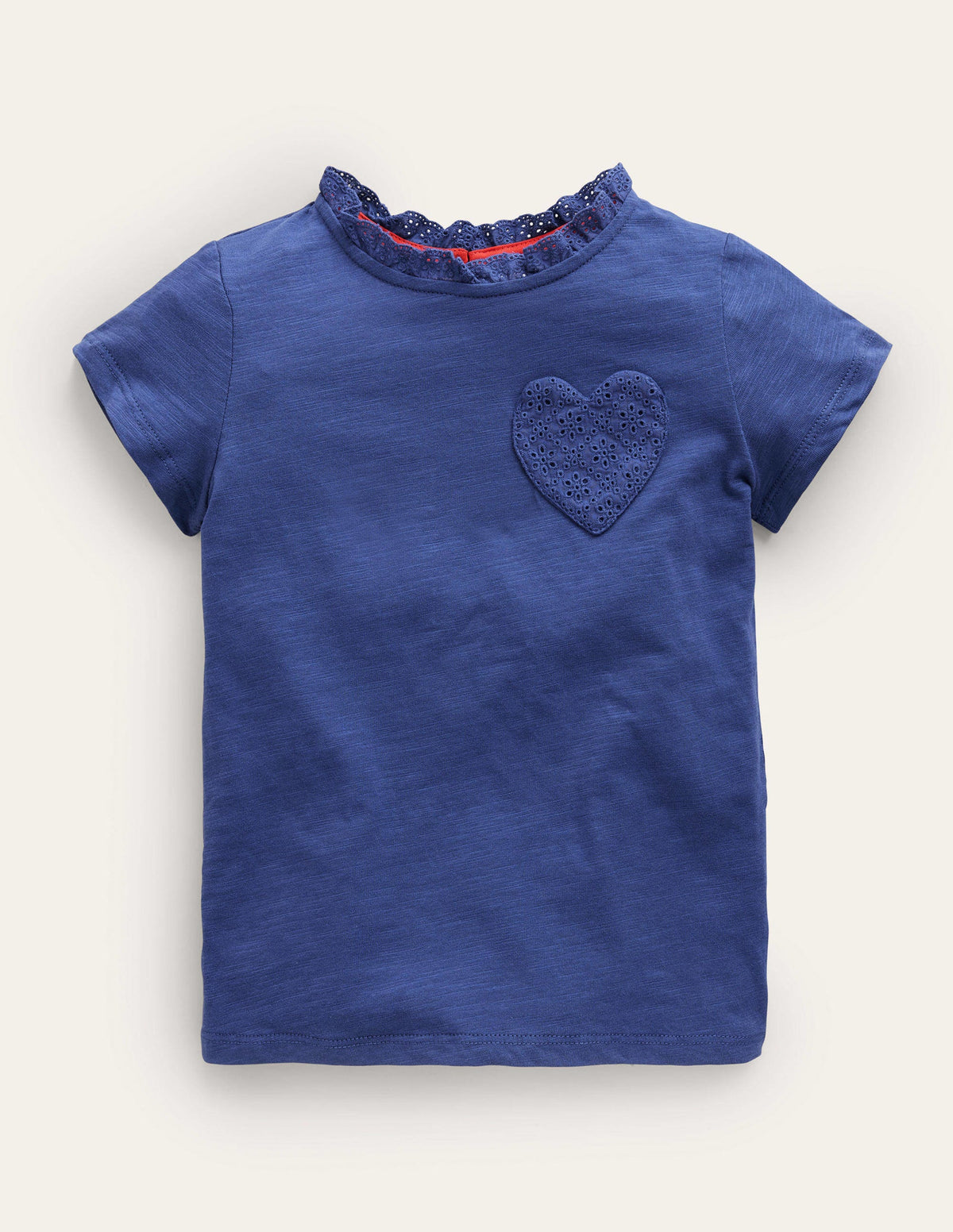 T-Shirt mit Lochstickereitasche-Segelblau - Image 1
