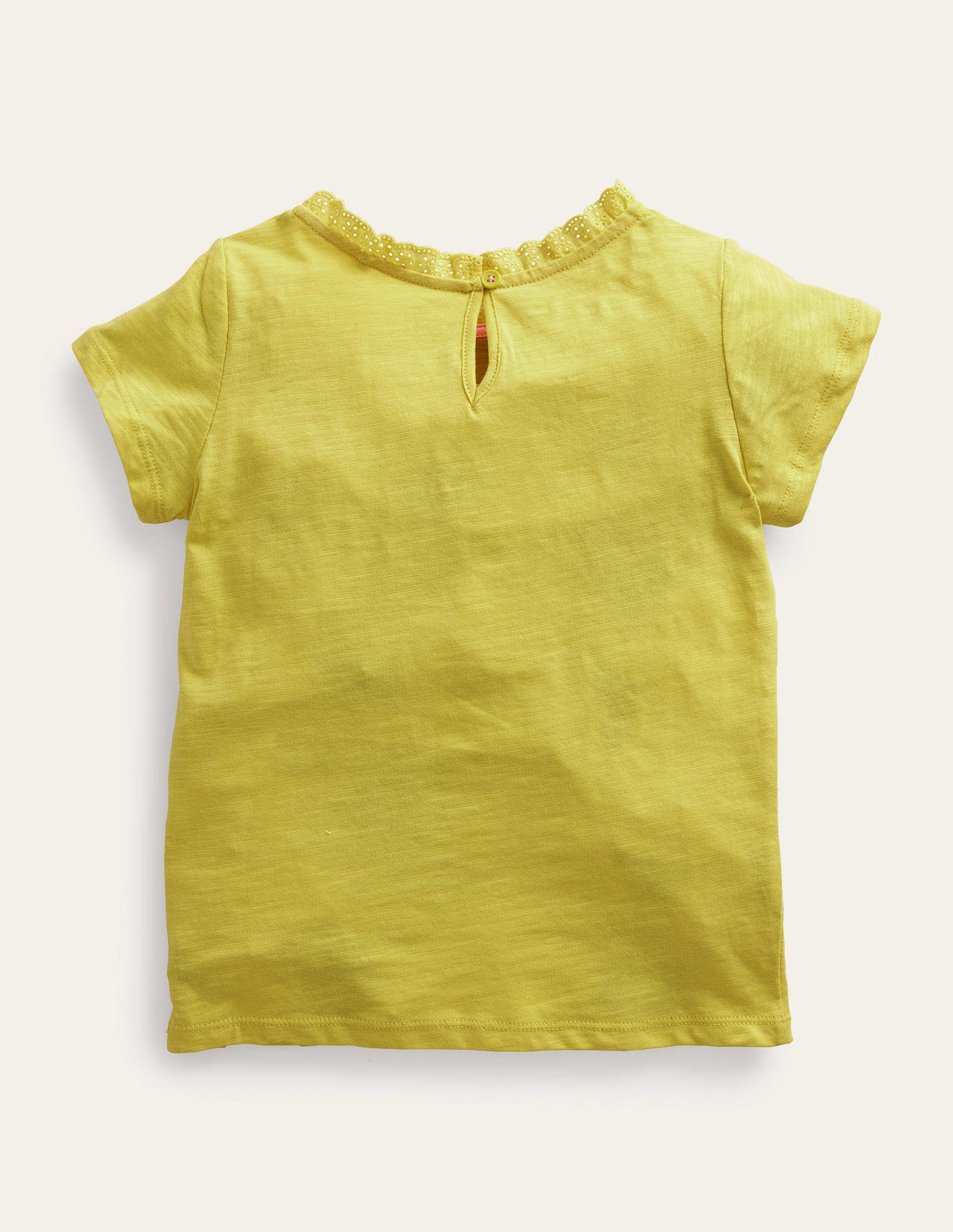 T-Shirt mit Lochstickereitasche-Maisgelb-2