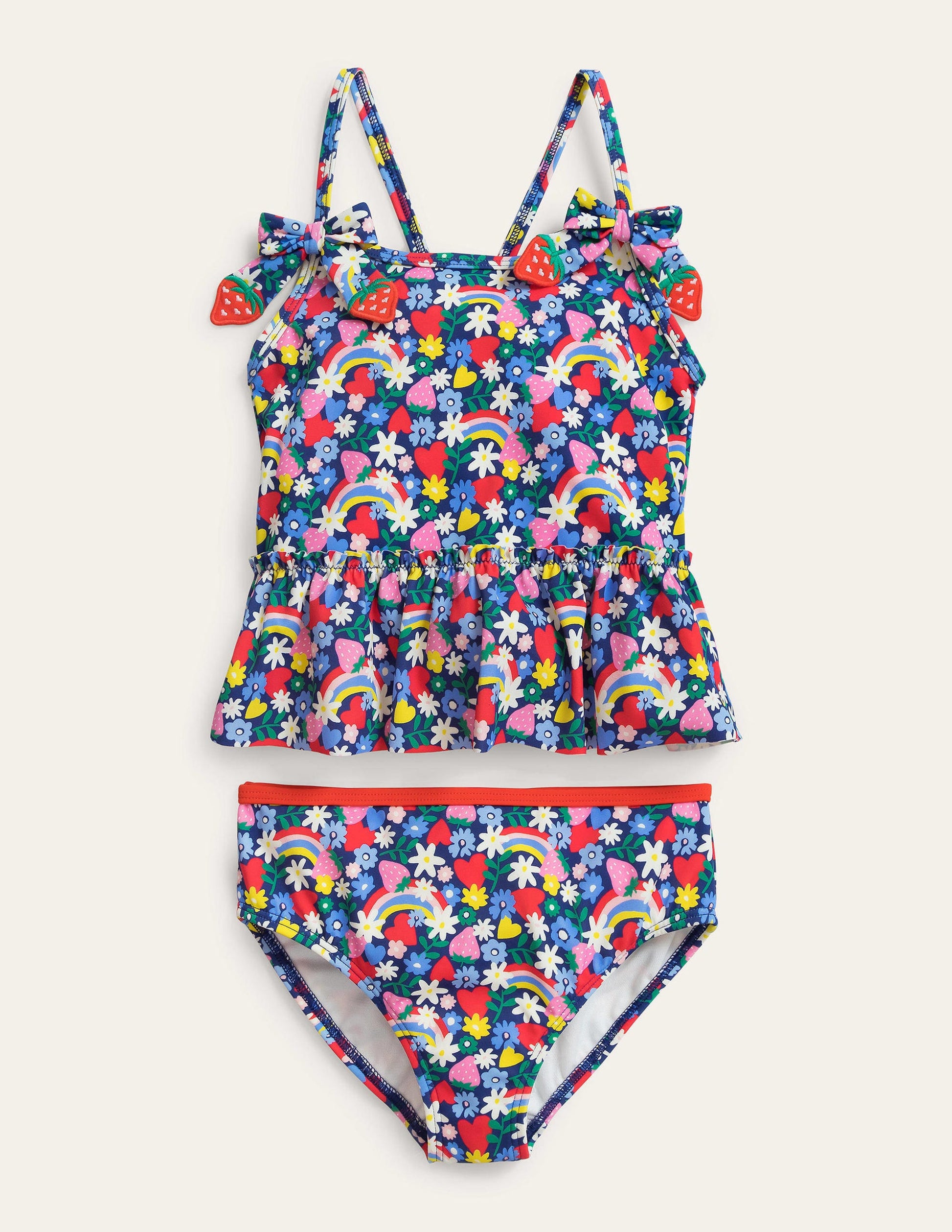 Tankini-Set-Naturweiß/Bunt, Regenbogen/Blumen-1