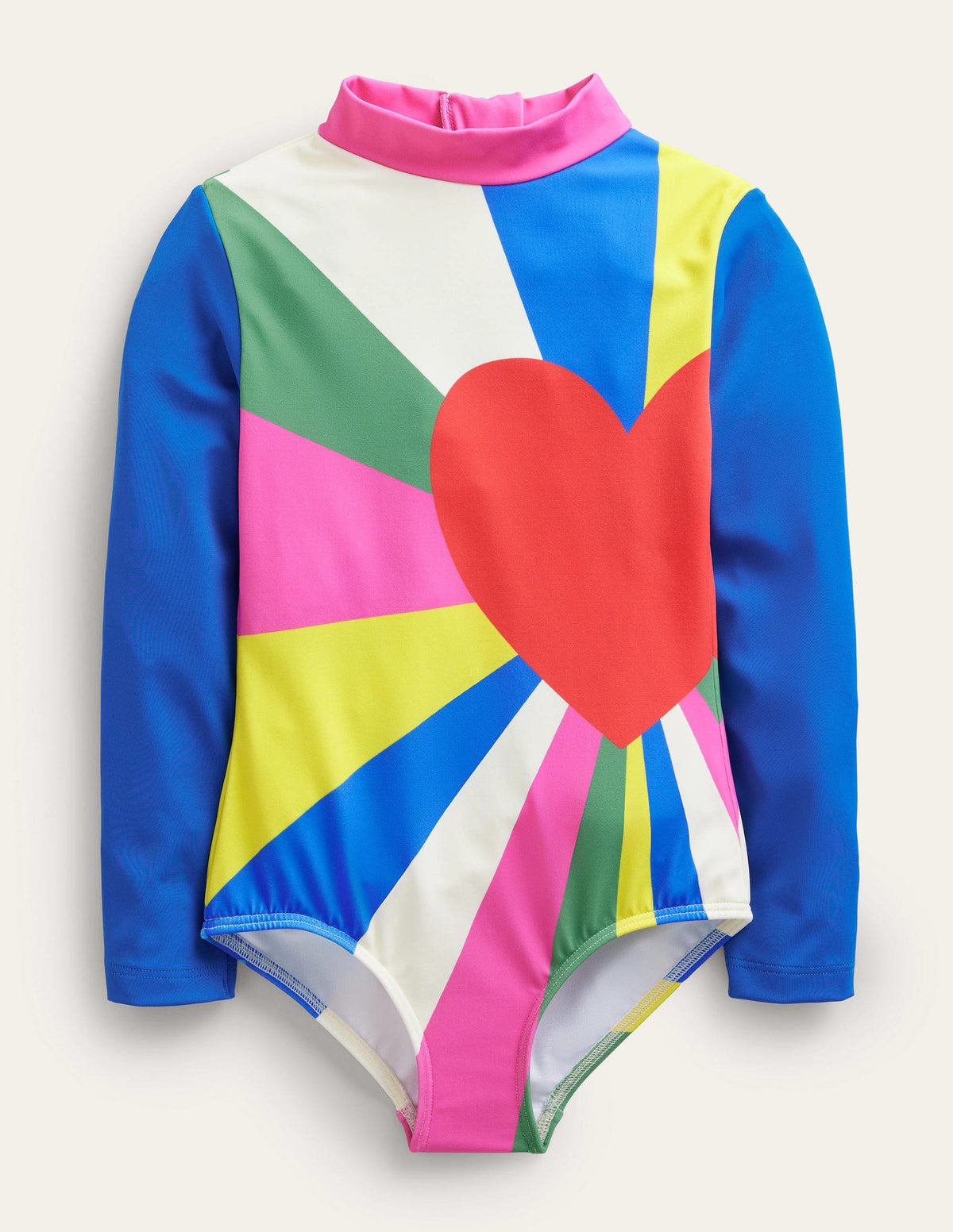 Langärmliger Badeanzug mit Muster-Bunt-1
