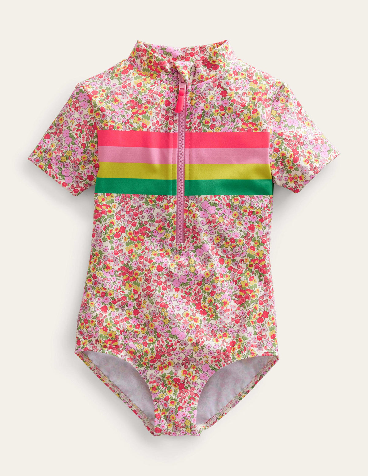 Kurzärmeliger Badeanzug-Frühlingsblumen - Image 1