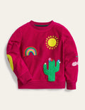 Frottee-Sweatshirt mit Motiv-Zuckerstangenrosa
