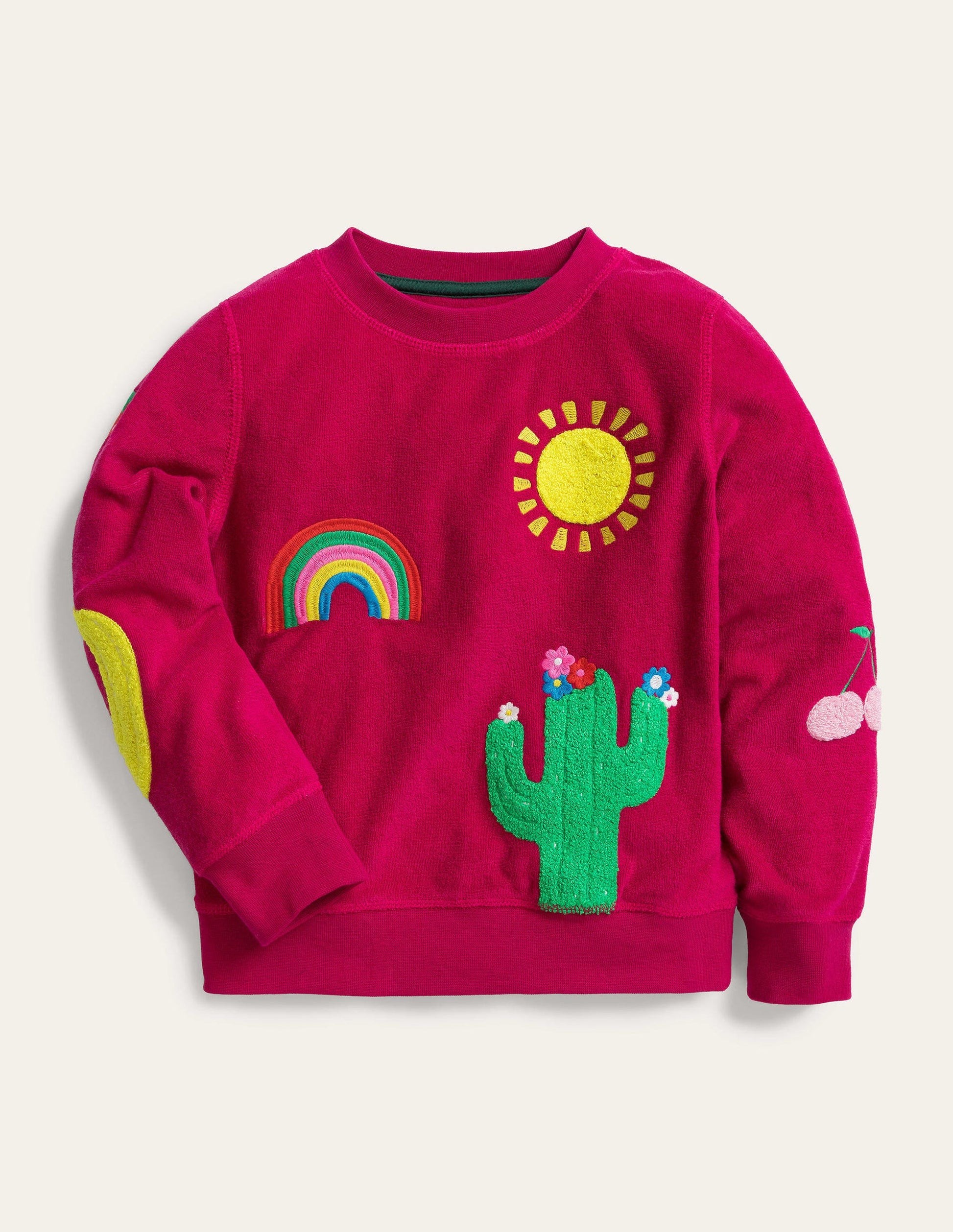 Frottee-Sweatshirt mit Motiv-Zuckerstangenrosa-1
