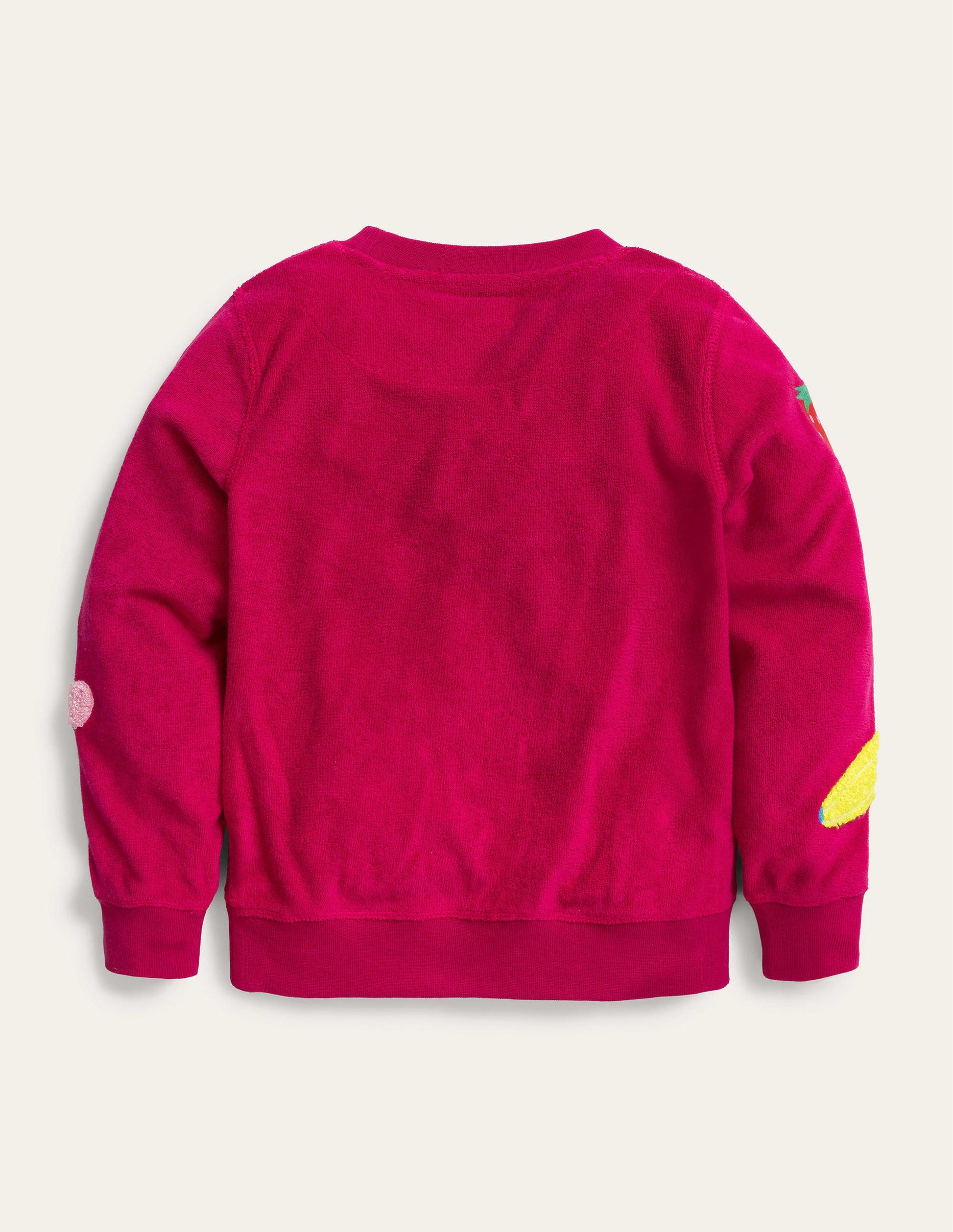 Frottee-Sweatshirt mit Motiv-Zuckerstangenrosa-2