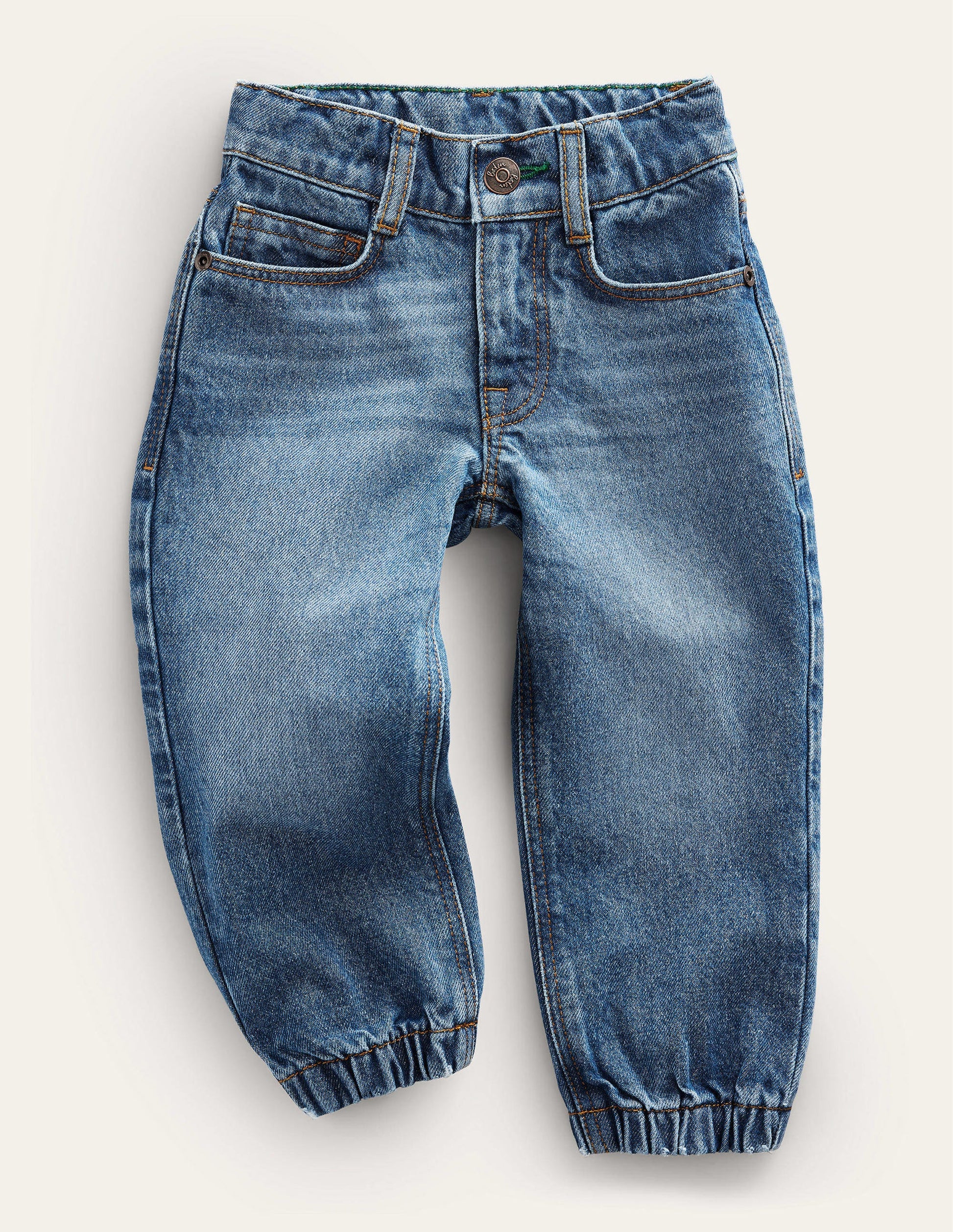 Jeans mit Bündchen-Helles Vintageblau, Gewaschen-1