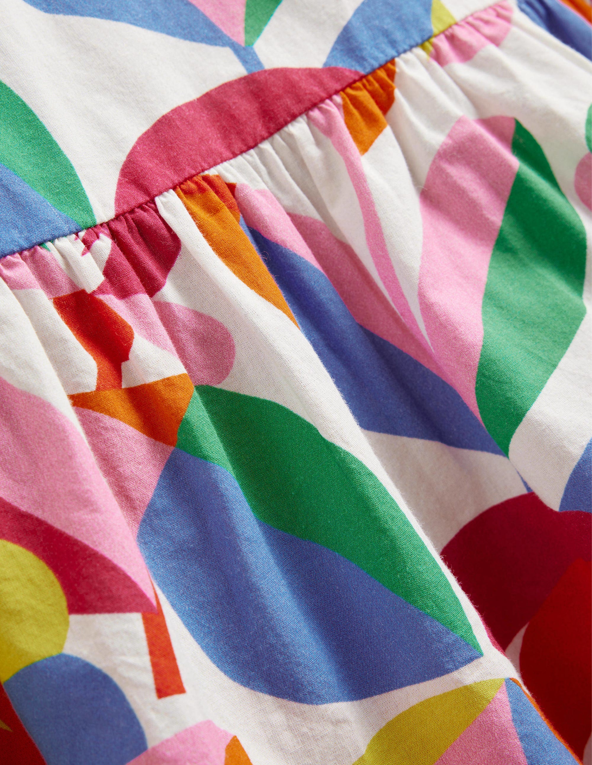 Langärmliger gemusterter Kaftan-Naturweiß/Bunt, Märchenhaftes Blumenmuster - Image 3