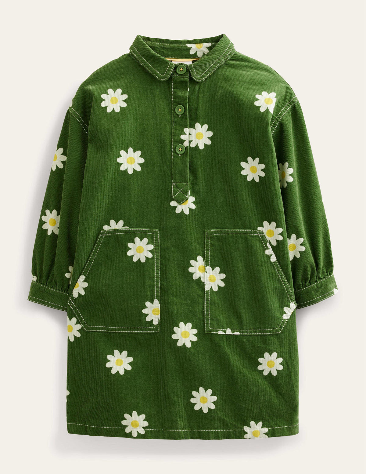 Utility-Kleid-Safarigrün, Gänseblümchen-Stempel-1