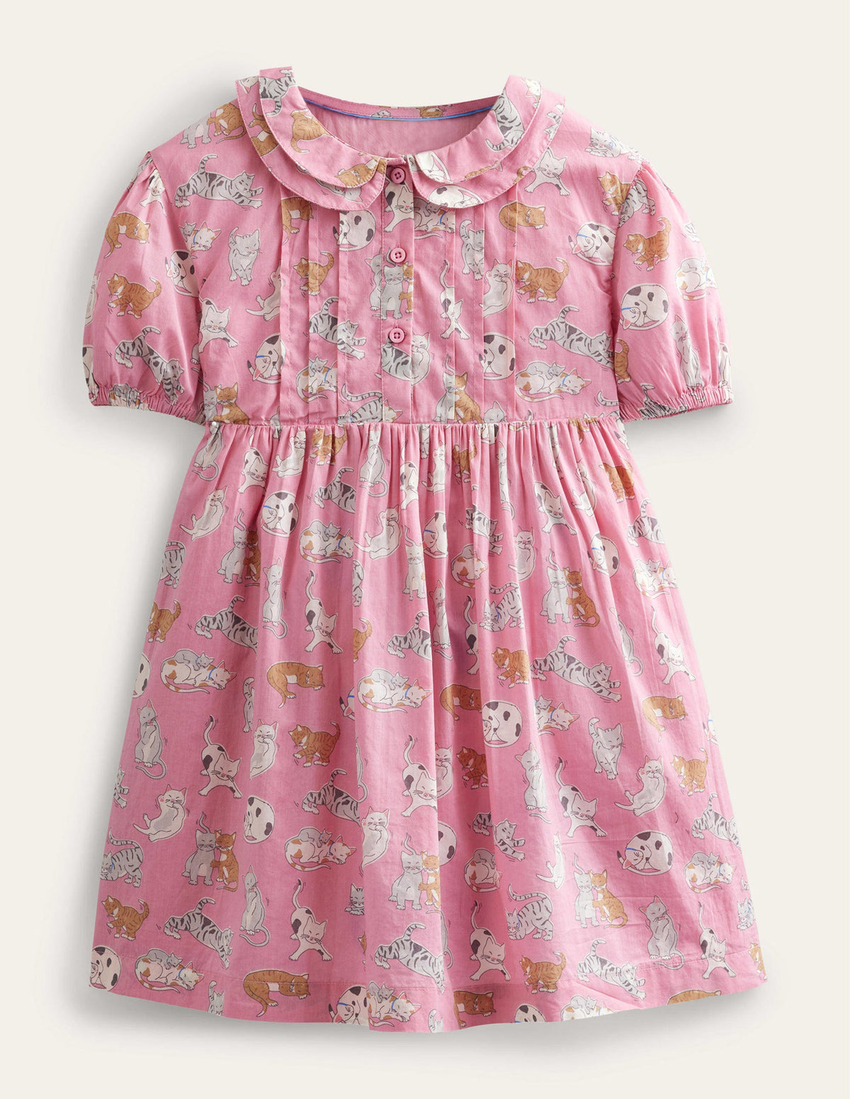 Gemustertes Kleid-Kirschblütenrosa, Katzen - Image 1