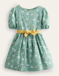 Robe vintage en coton et lin-Lapins source chaude