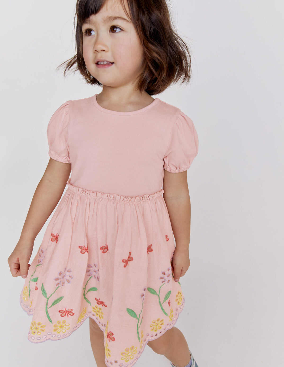 Ausgestelltes Kleid mit Lochstickerei-Blassrosa - Image 6