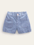 Short à poches plaquées-Coutil indigo